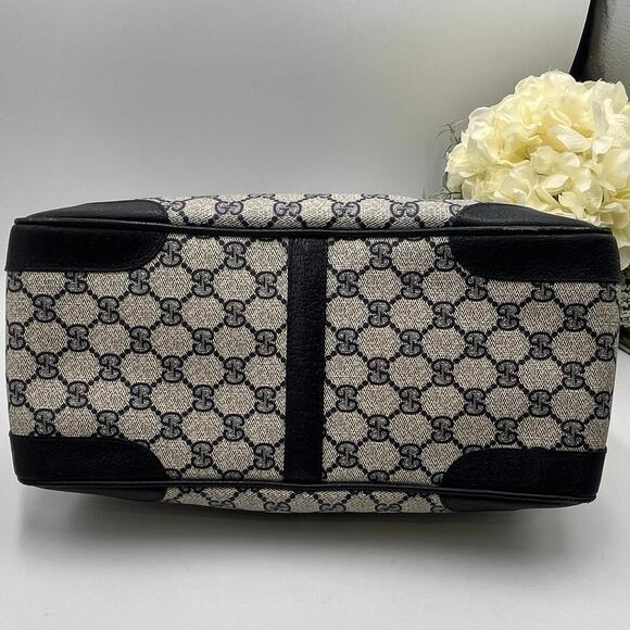 Gucci‎ Designer 80’s Vintage Monogram GG Navy Boston Top Handle Handbag Satchel - Picture 6 of 14